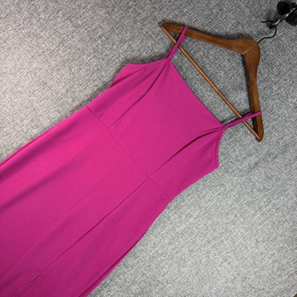 Melloday Midi Dress Women Size M‎ Fuchsia Side Slit Square Neck New With Tag